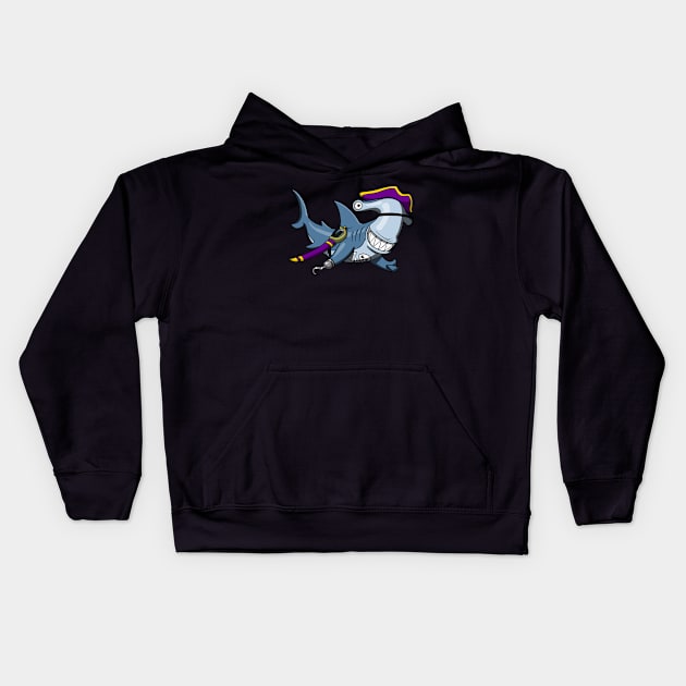 Hammerhead Shark Pirate Kids Hoodie by underheaven